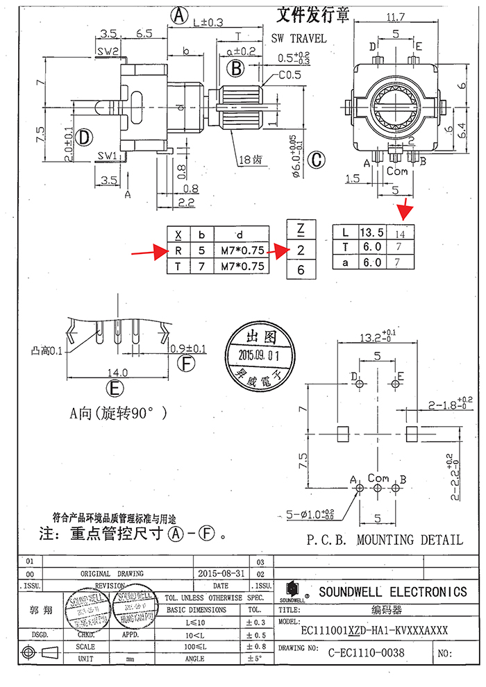 編碼帶開關ec11規格書